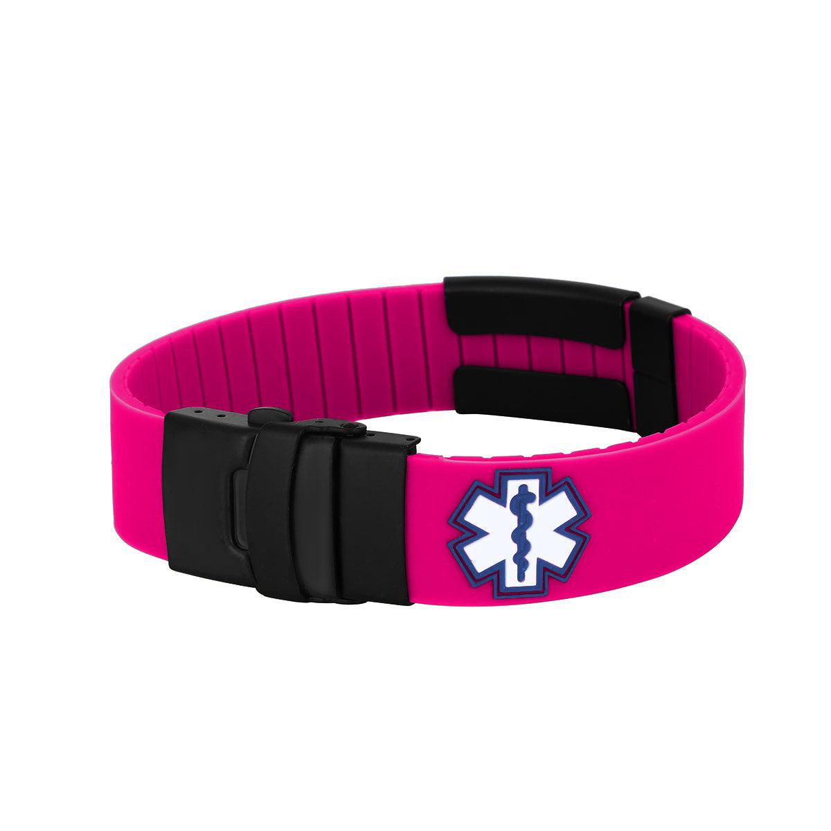 Kopo Pink Adjustable Silicone Sports Medical ID Bracelet