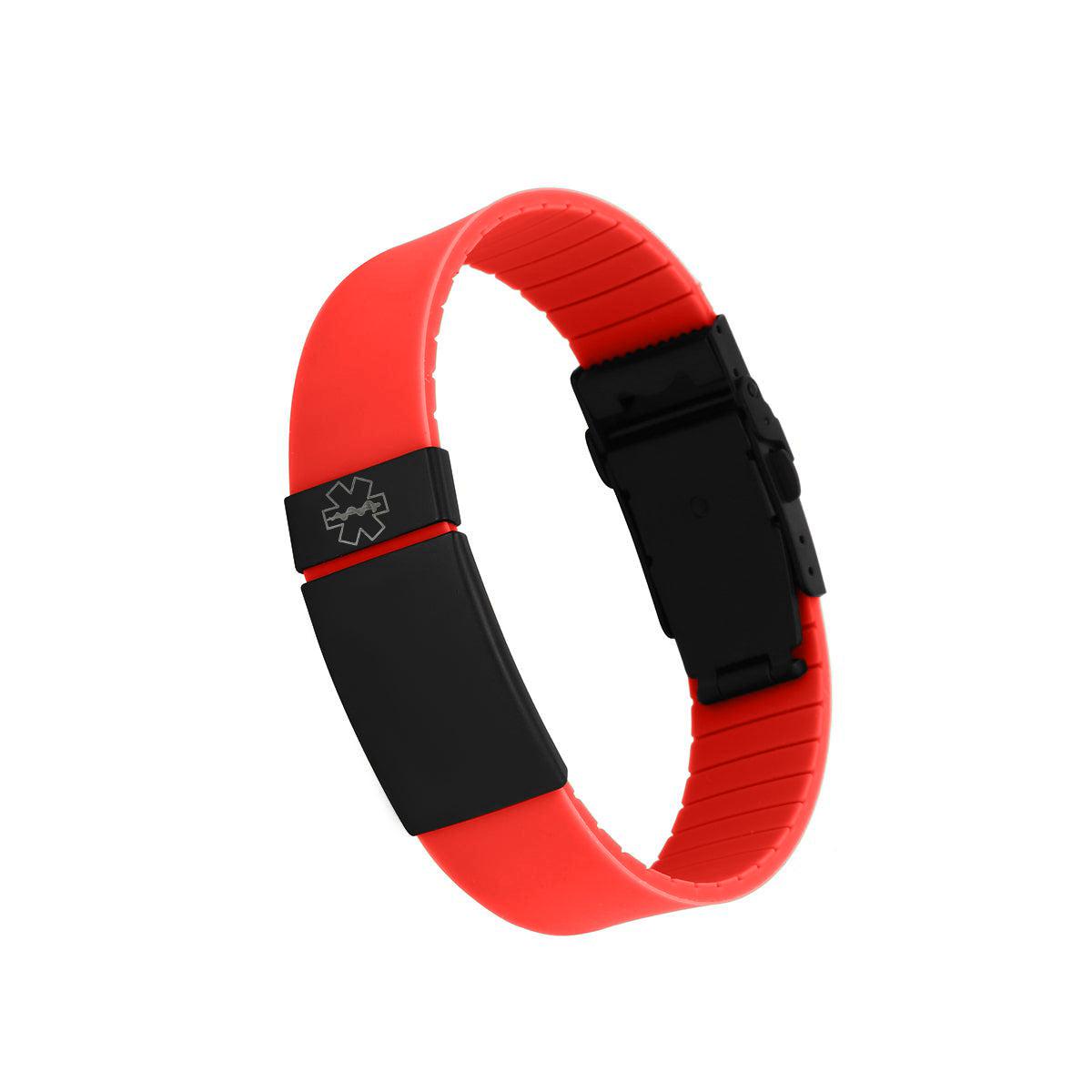 Kopo Red Adjustable Silicone Sports Medical ID Bracelet