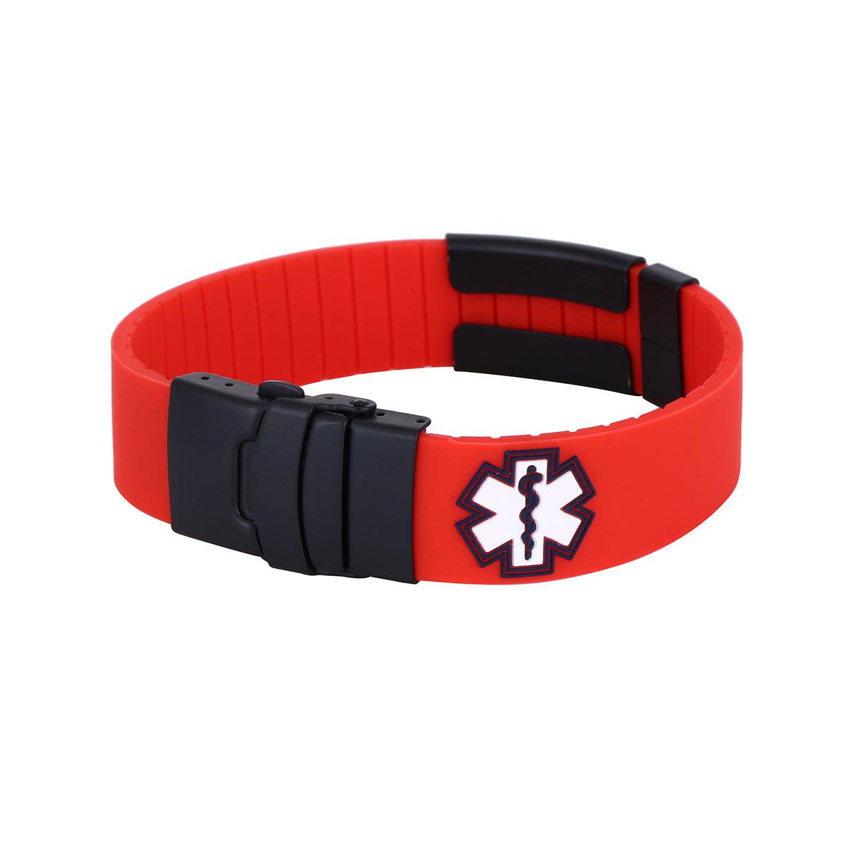 Kopo Red Adjustable Silicone Sports Medical ID Bracelet-Medical ID Bracelet-Auswara