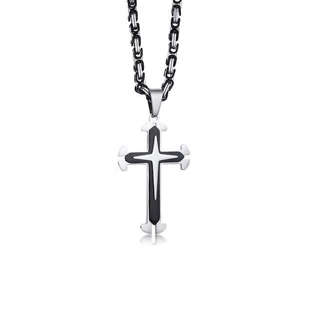 Large Cross Pendant with Chain Necklace-Cross Necklace-Auswara