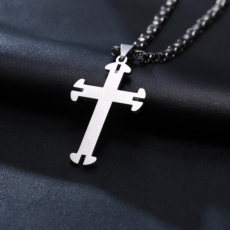 Large Cross Pendant with Chain Necklace-Cross Necklace-Auswara