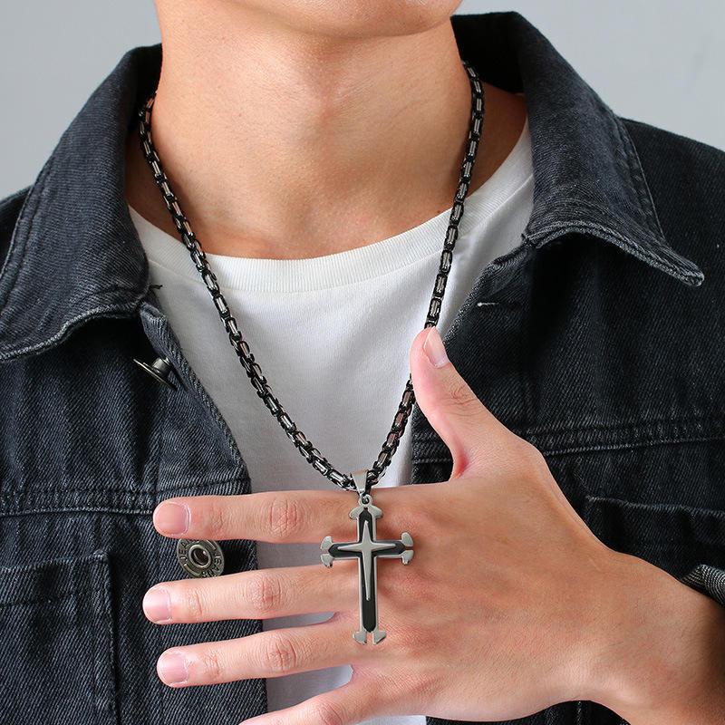 Large Cross Pendant with Chain Necklace-Cross Necklace-Auswara