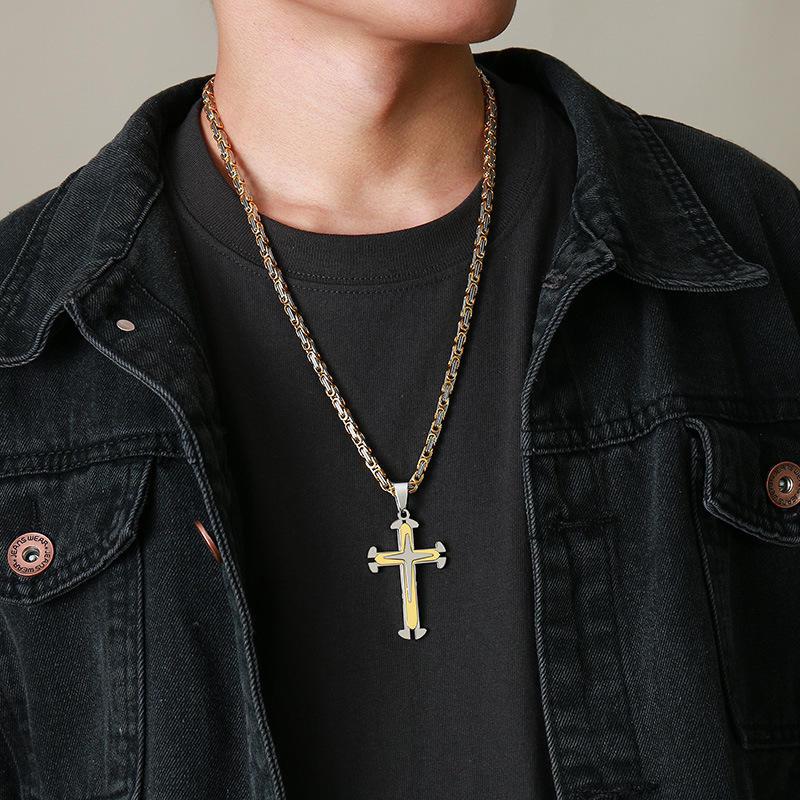 Large Cross Pendant with Chain Necklace-Cross Necklace-Auswara