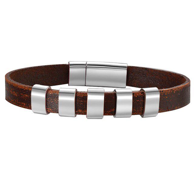 Mens leather bracelet with family deals names