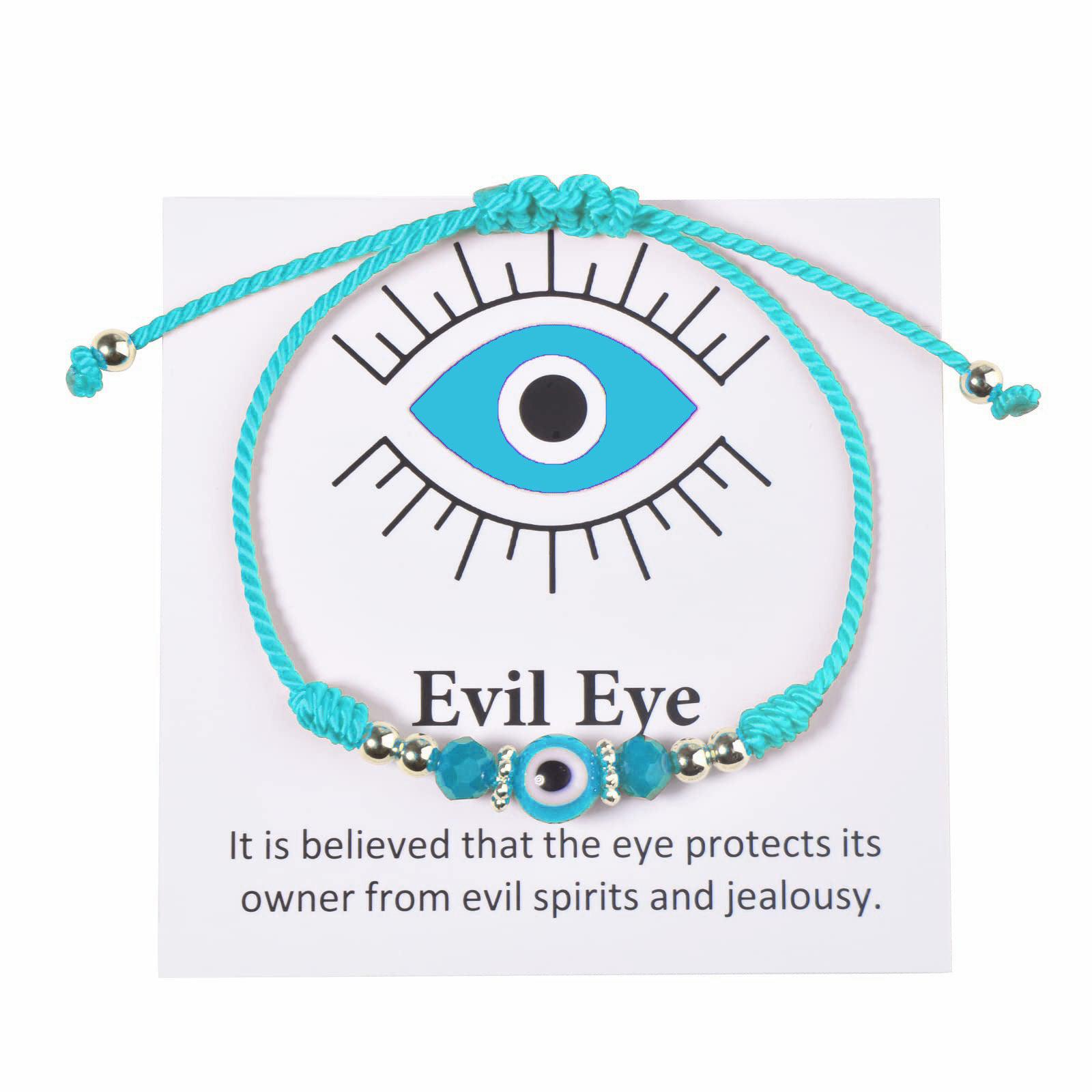 Light Blue Adjustable Rope Bracelet-Evil Eye Bracelet-Auswara