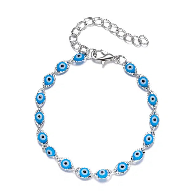 Light Blue Evil Eye Chain Bracelet-Evil Eye Bracelet-Auswara