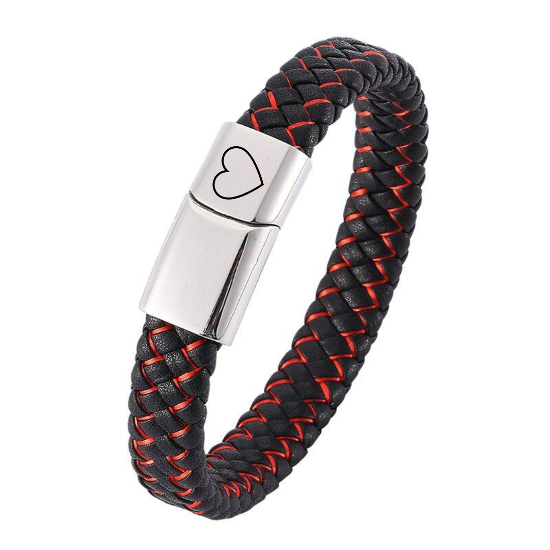 Black & Red Personalised Braided Leather for Men