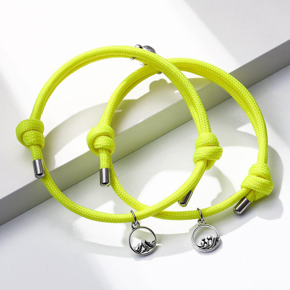 Magnetic Dark Yellow Rope Bracelets for Couples-Couple Bracelet-Auswara