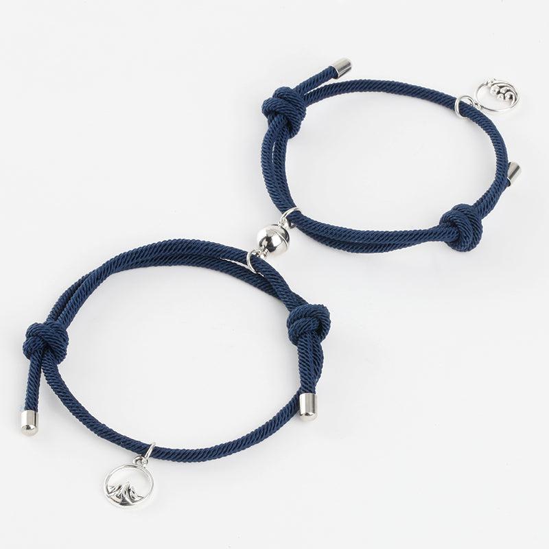 Magnetic Navy Rope Bracelets for Couples-Couple Bracelet-Auswara