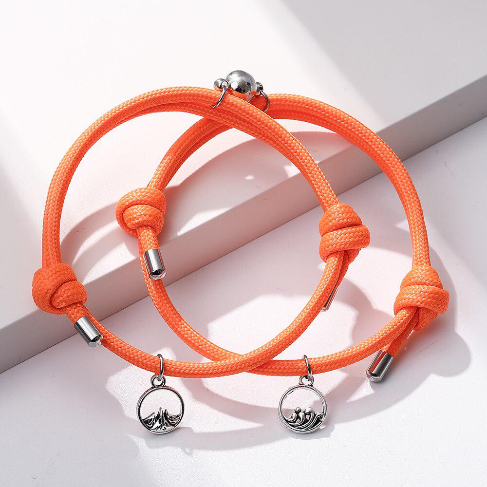 Magnetic Orange Rope Bracelets for Couples-Couple Bracelet-Auswara