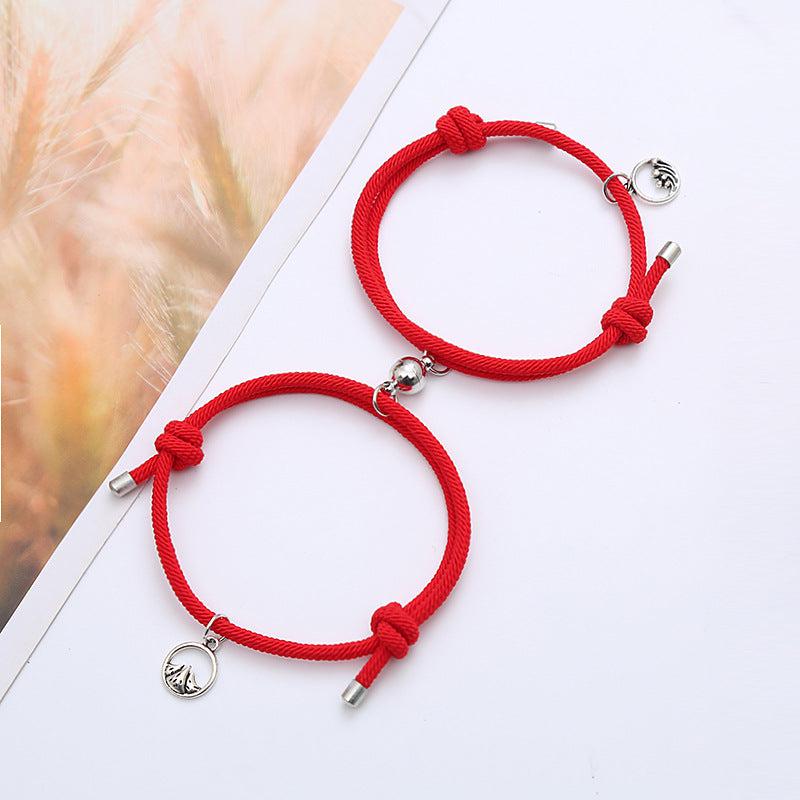 Magnetic Red Rope Bracelets for Couples-Couple Bracelet-Auswara