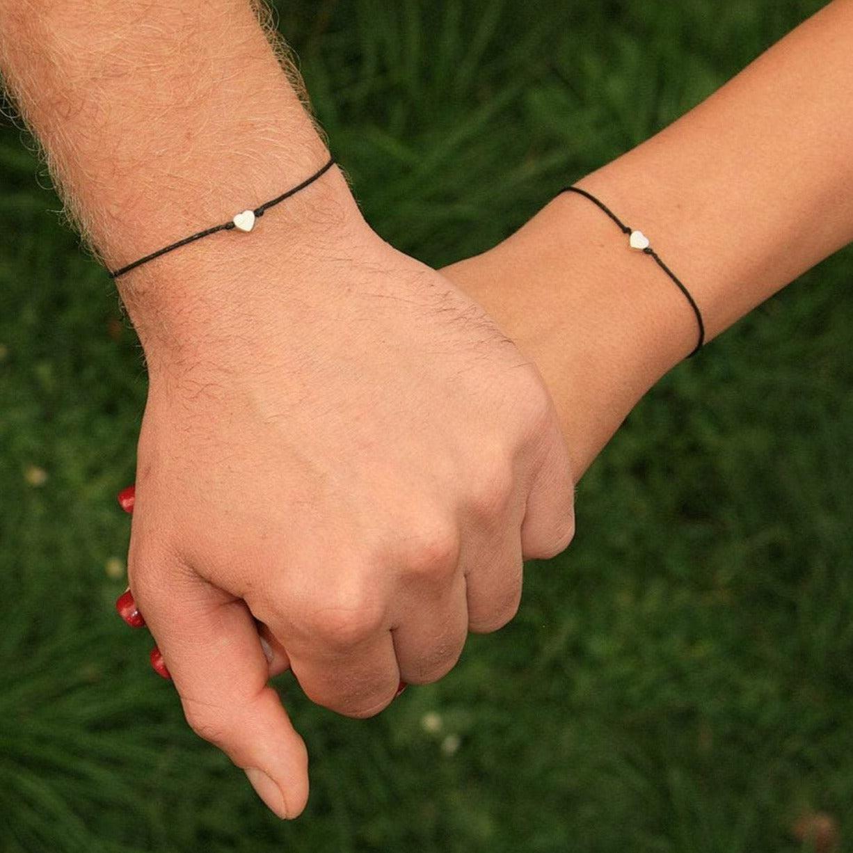 Tiny Heart Charm String Bracelet, Friendship Bracelet, Adjustable Cord  Bracelet , wax cord bracelet