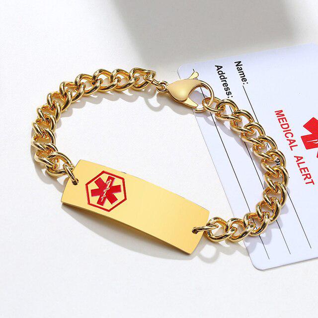 Multi-Colour Medical Alert Chain Bracelet-Medical ID Bracelet-Auswara
