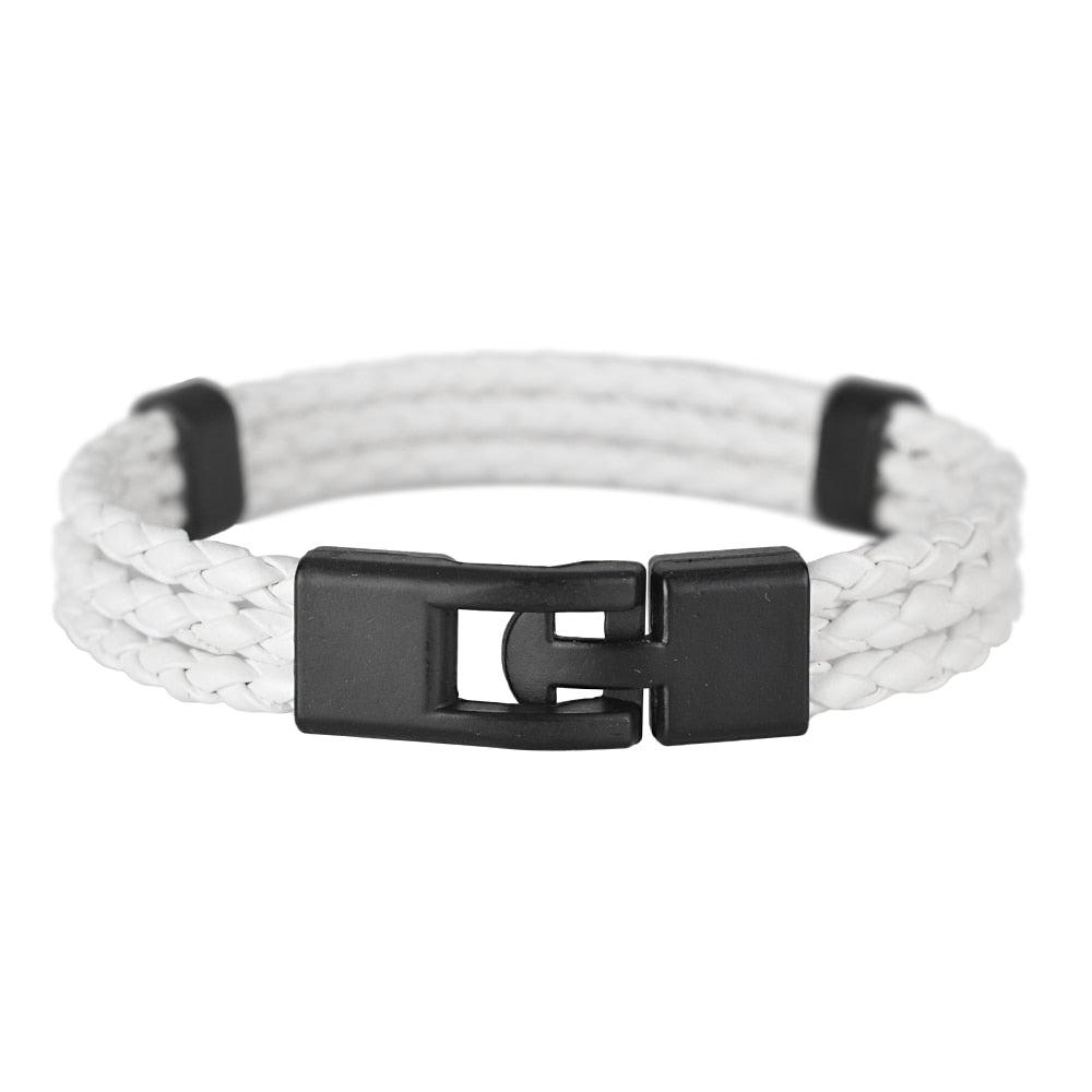 Multi Strand White Leather Bracelet-Leather Bracelet-Auswara