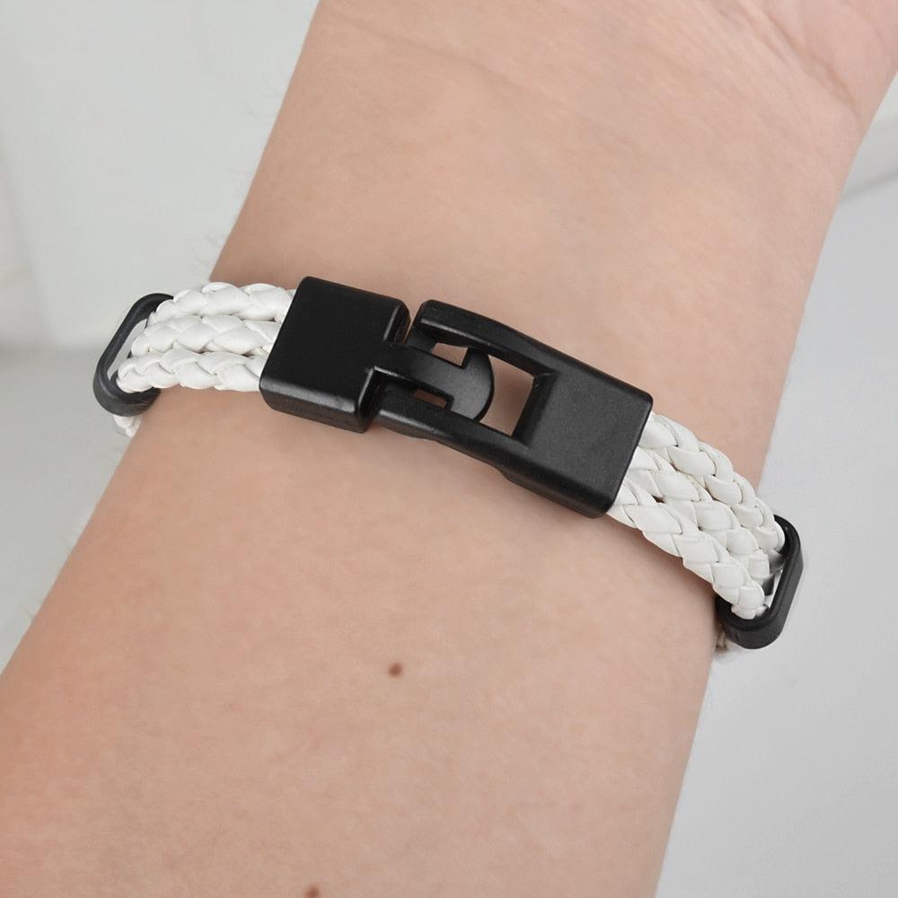 Multi Strand White Leather Bracelet-Leather Bracelet-Auswara