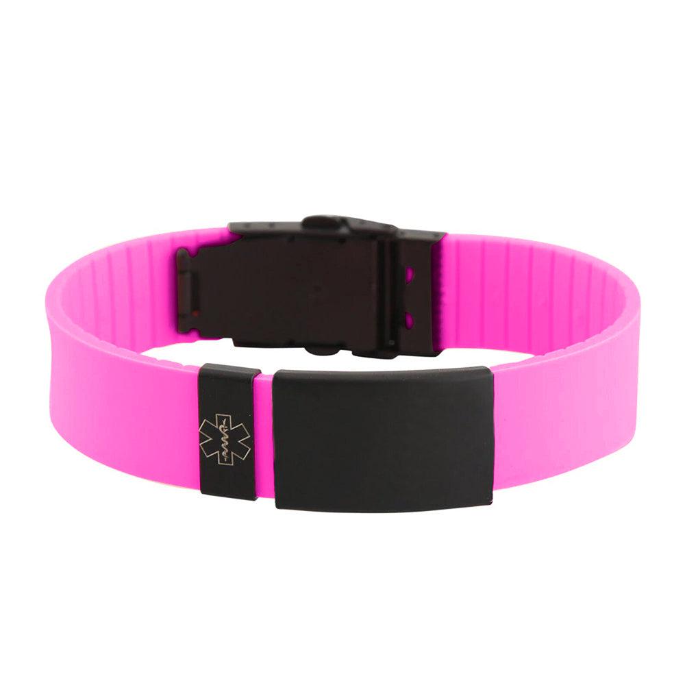 Nola Pink Silicone Sports Medical Alert Bracelet Auswara