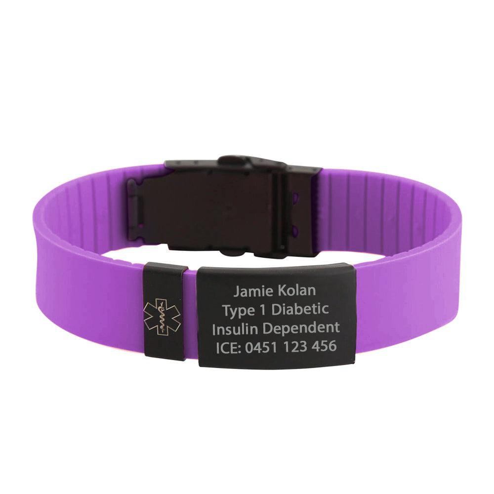 Nola Purple Silicone Sports Medical Alert Bracelet