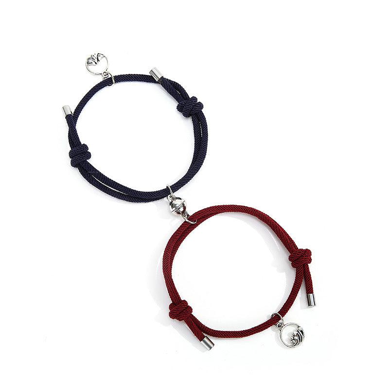 Ocean and Mountain Magnetic Rope Bracelets For Couples-Couple Bracelet-Auswara