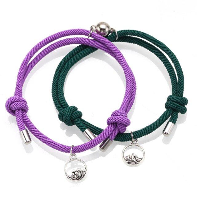 Ocean and Mountain Magnetic Rope Bracelets For Couples-Couple Bracelet-Auswara