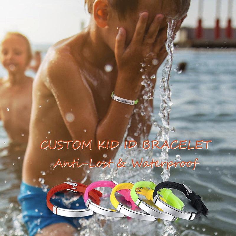 Orange Engravable Silicone ID Bracelet for Kids-Identification Bracelet-Auswara