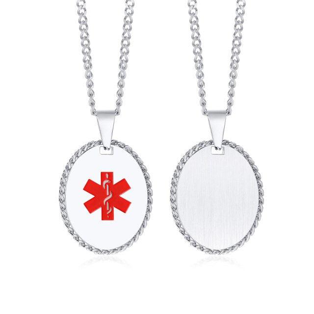 Oval Medical Alert ID Necklace-Medical Necklace-Auswara