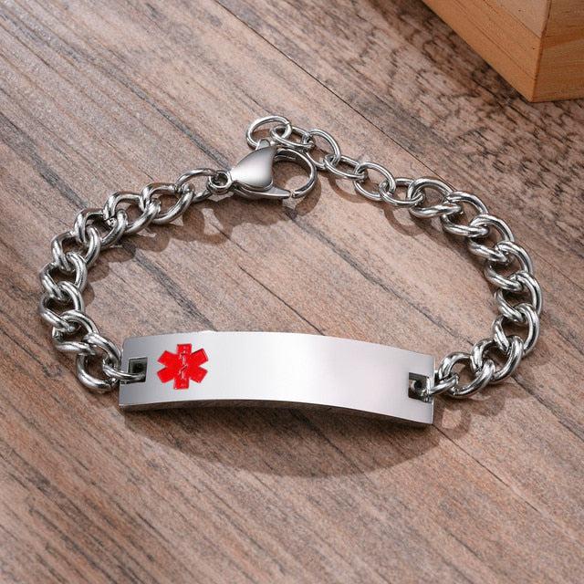 Personalised Adjustable Medical Alert Chain Bracelet-Medical ID Bracelet-Auswara