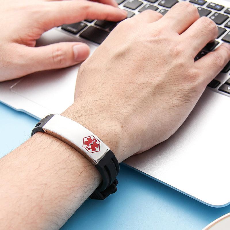 Personalised Adjustable Silicone Medical Alert Bracelet-Medical ID Bracelet-Auswara