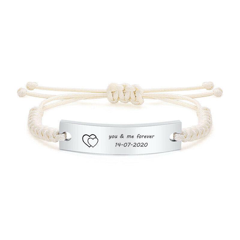 Personalised Beige ID Rope Braided Bracelet-Identification Bracelet-Auswara