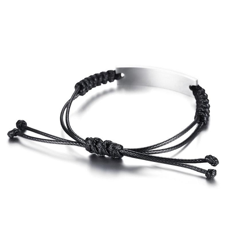 Personalised Black ID Rope Braided Bracelet-Identification Bracelet-Auswara