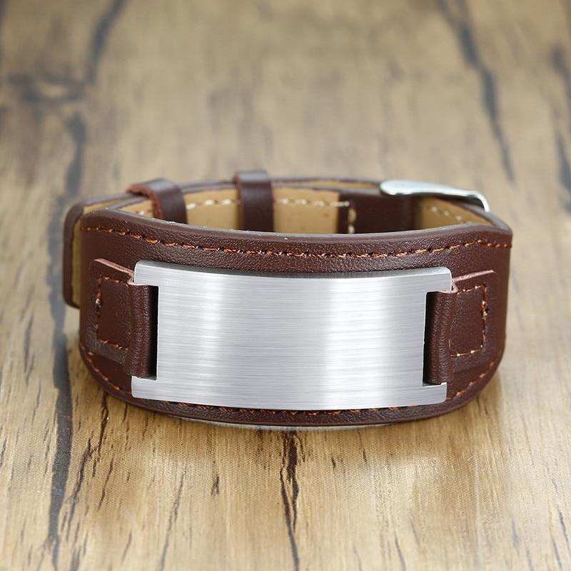 Personalised Brown Leather Bracelet For Men-Personalised Bracelet-Auswara