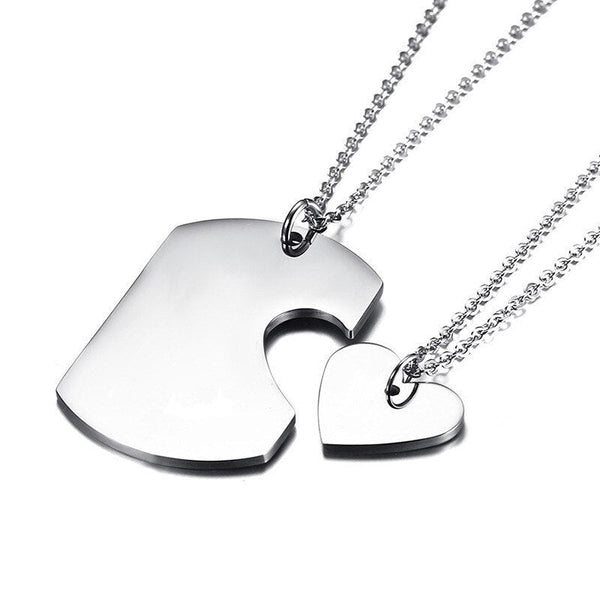 Couples dog tag necklace with cut out heart sale