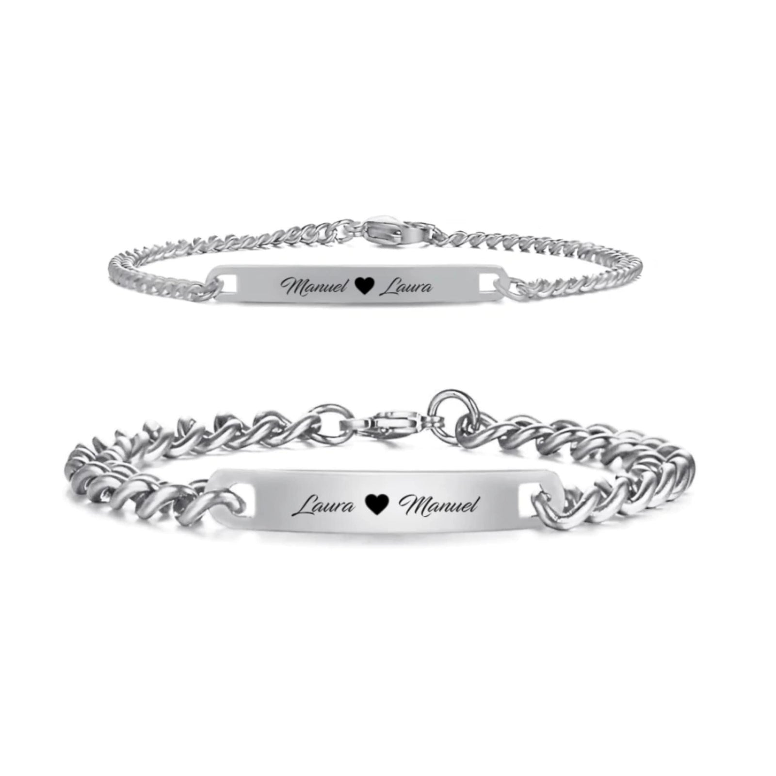 Personalised Couples Bracelets with Magnetic Heart - Auswara