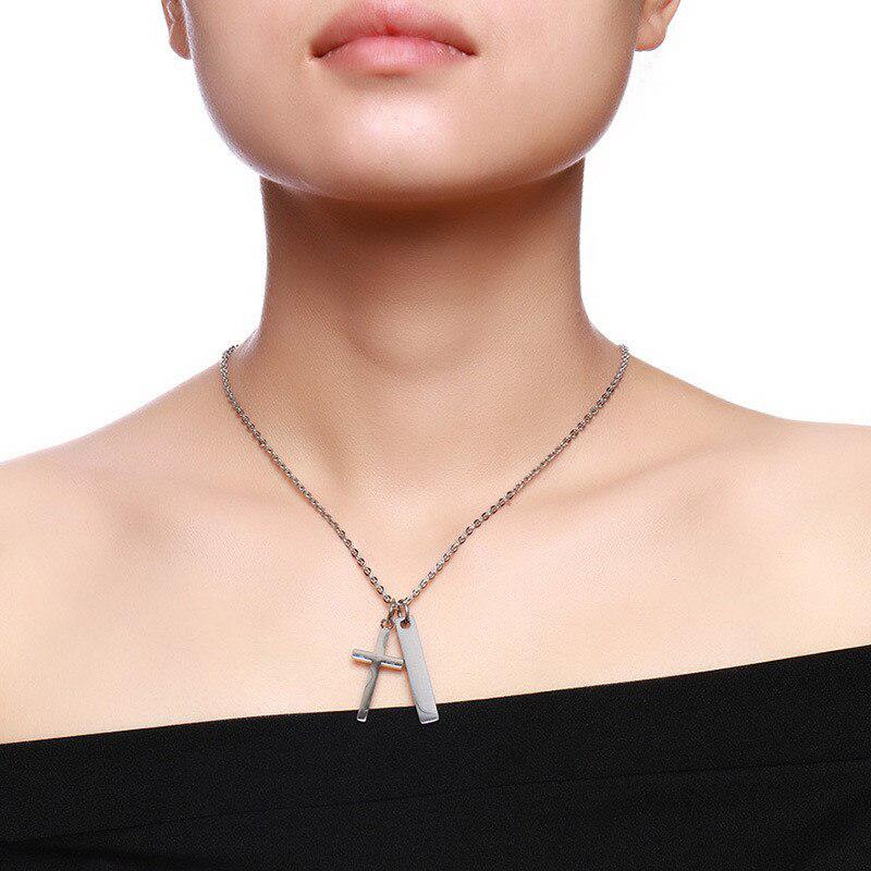 Personalised Cross Necklace with Vertical Bar-Cross Necklace-Auswara