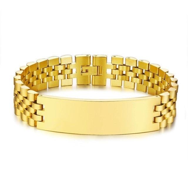 Personalised Gold Colour Link Bracelet-Personalised Bracelet-Auswara