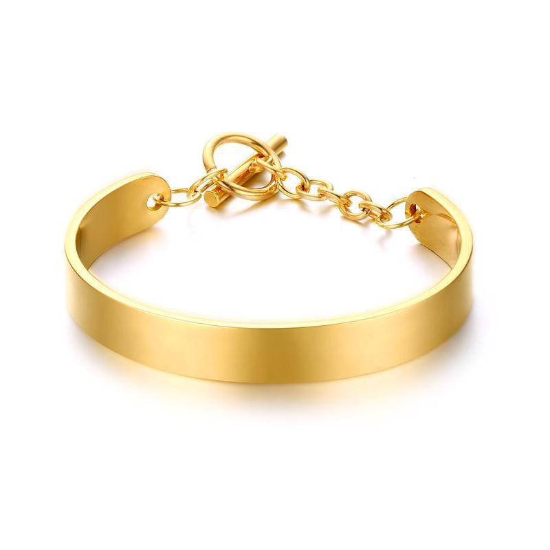 Personalised Gold Colour Steel Cuff for Women-Women Bracelets-Auswara