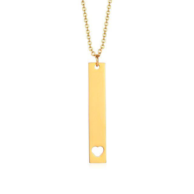 Personalised Heart Bar Necklace-Personalised Necklace-Auswara