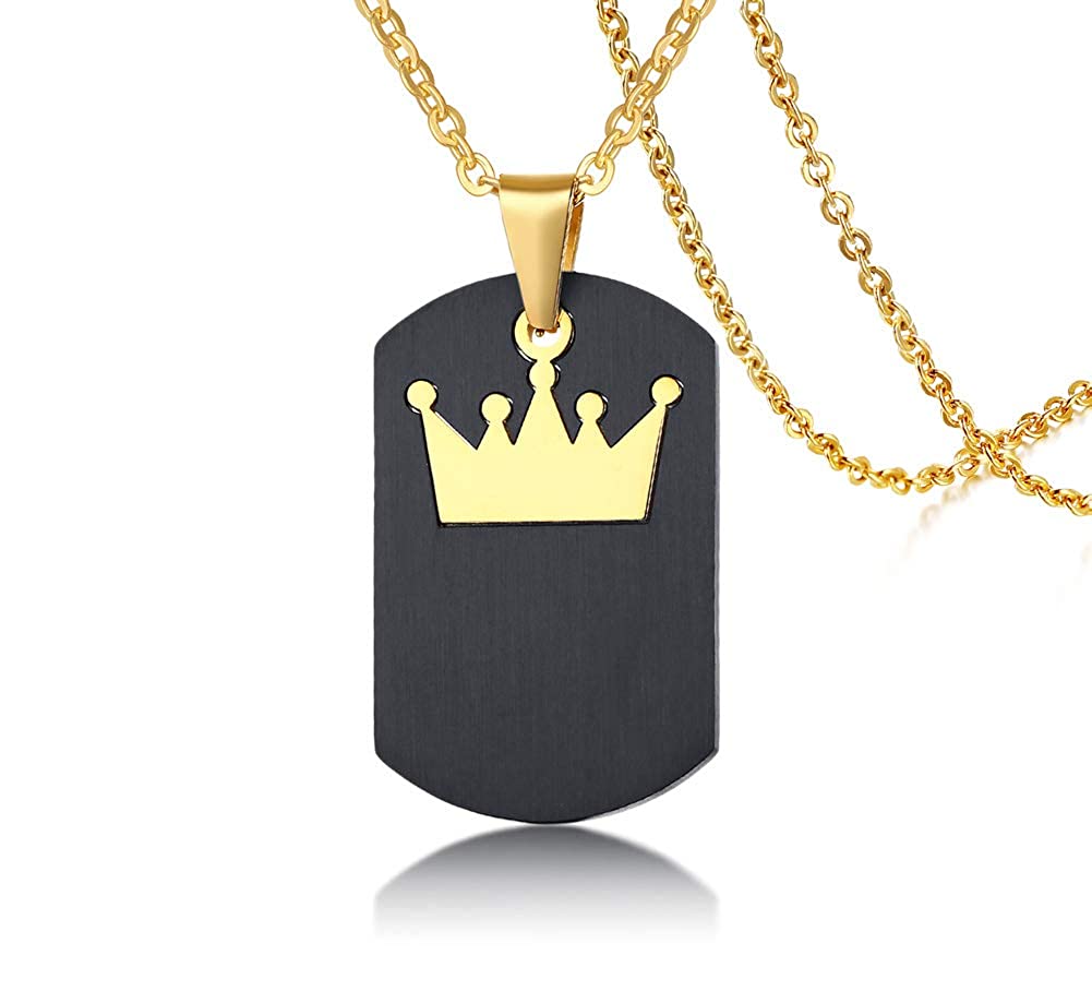 Personalised King and Queen Crown Matching Set Necklace-Couples Necklace-Auswara