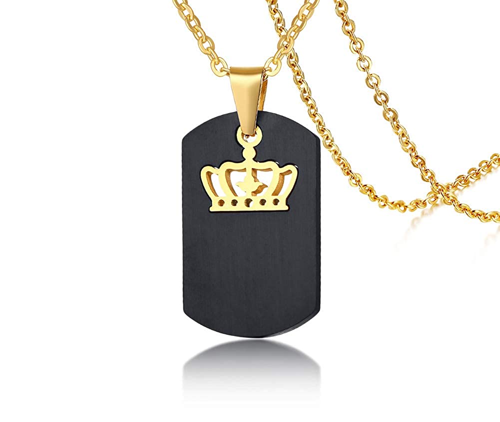 Personalised King and Queen Crown Matching Set Necklace-Couples Necklace-Auswara