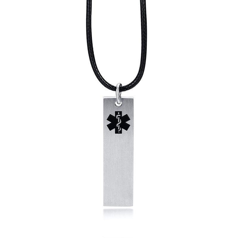 Personalised Medical Alert Bar ID Necklace-Medical Necklace-Auswara