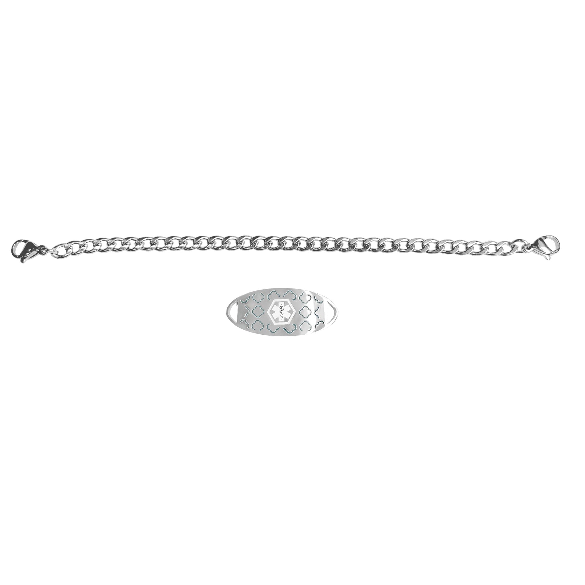 Personalised Medical Alert Bracelet with White Logo-Medical ID Bracelet-Auswara