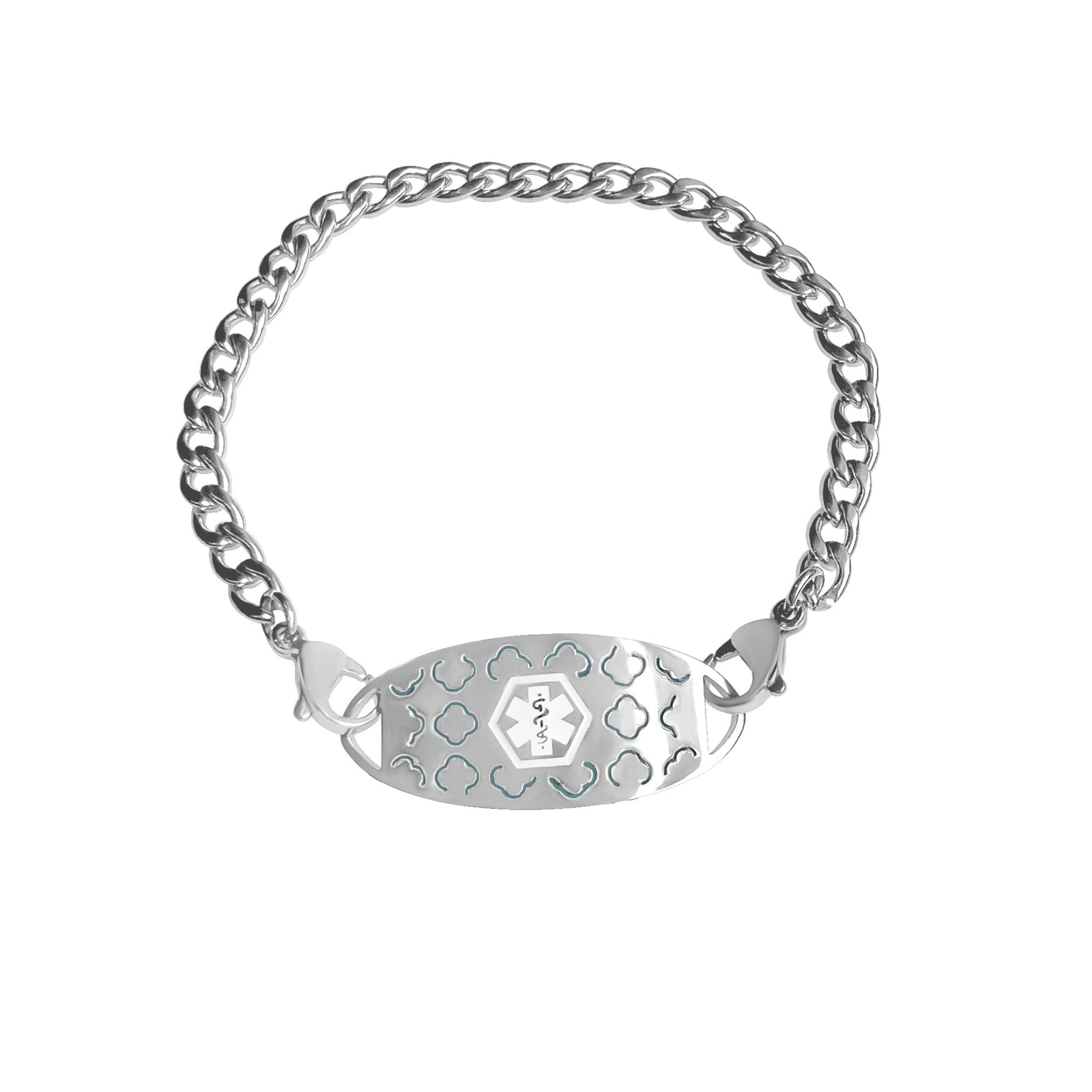 Personalised Medical Alert Bracelet with White Logo-Medical ID Bracelet-Auswara