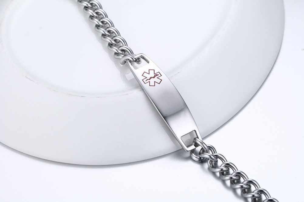 Personalised Medical Alert Chain Bracelet-Medical ID Bracelet-Auswara