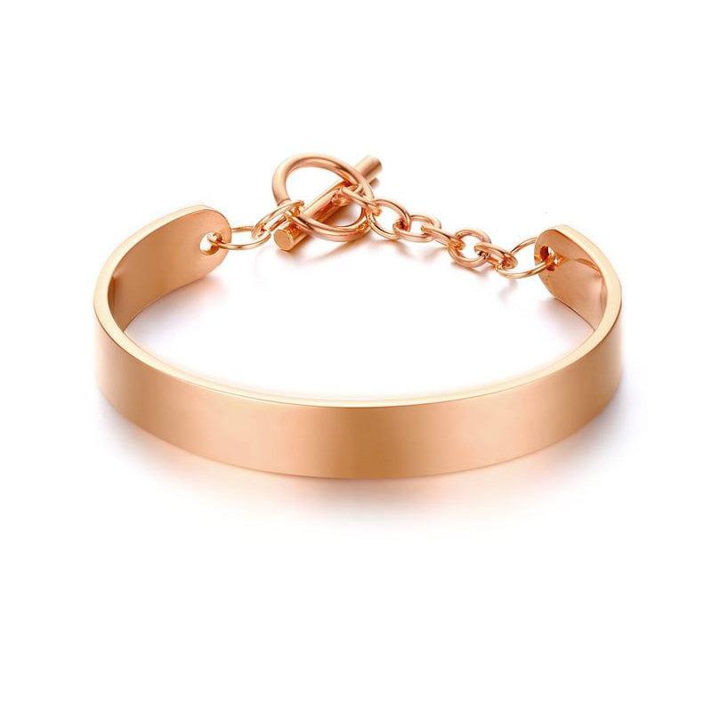 Personalised Rose Gold Colour Steel Cuff for Women-Women Bracelets-Auswara