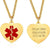 Personalised Stainless Steel Medical Heart ID Pendant – Gold Colour-Medical Necklace-Auswara