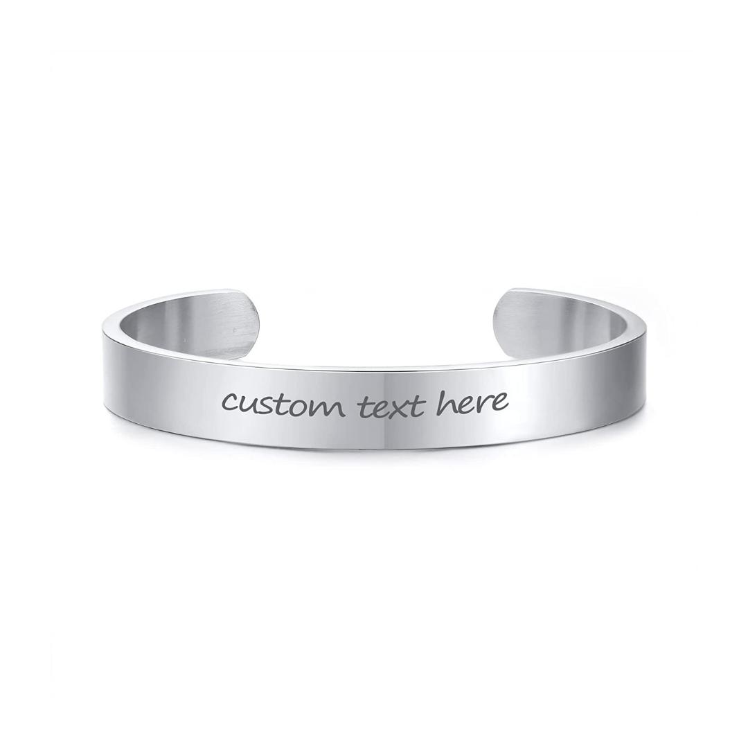 Personalised Unisex Custom Engraved Cuff Bracelet-Personalised Bracelet-Auswara