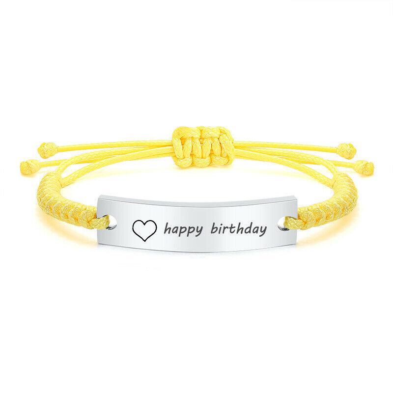 Personalised Yellow ID Rope Braided Bracelet-Identification Bracelet-Auswara