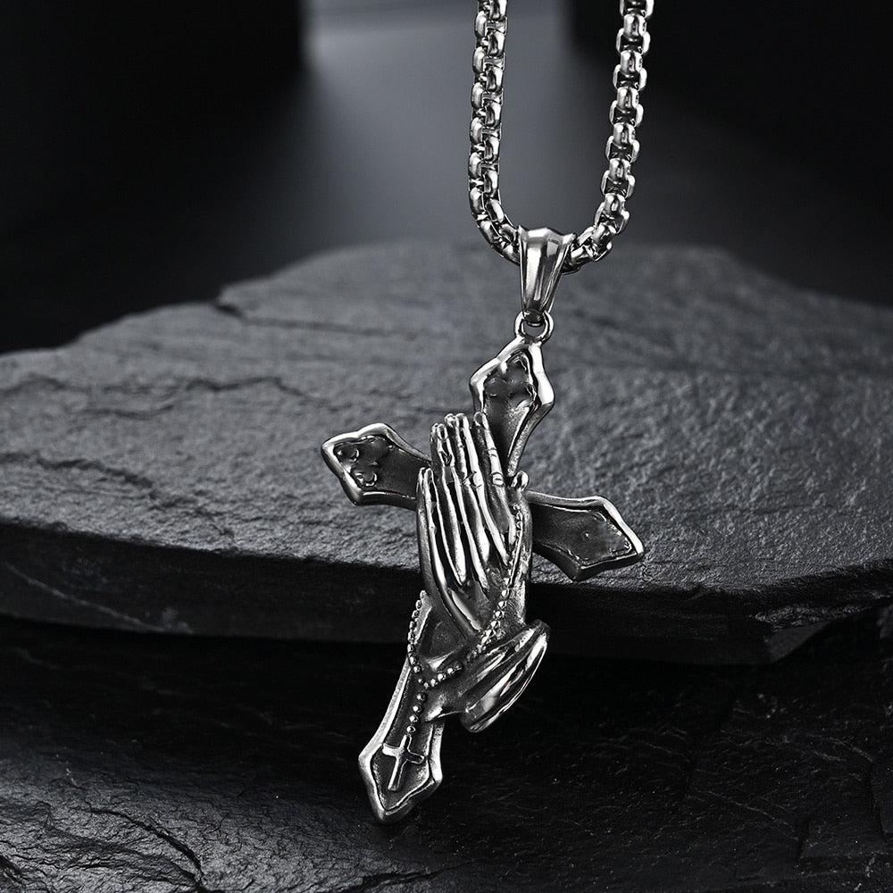 Prayer Cross Pendant Necklace-Cross Necklace-Auswara