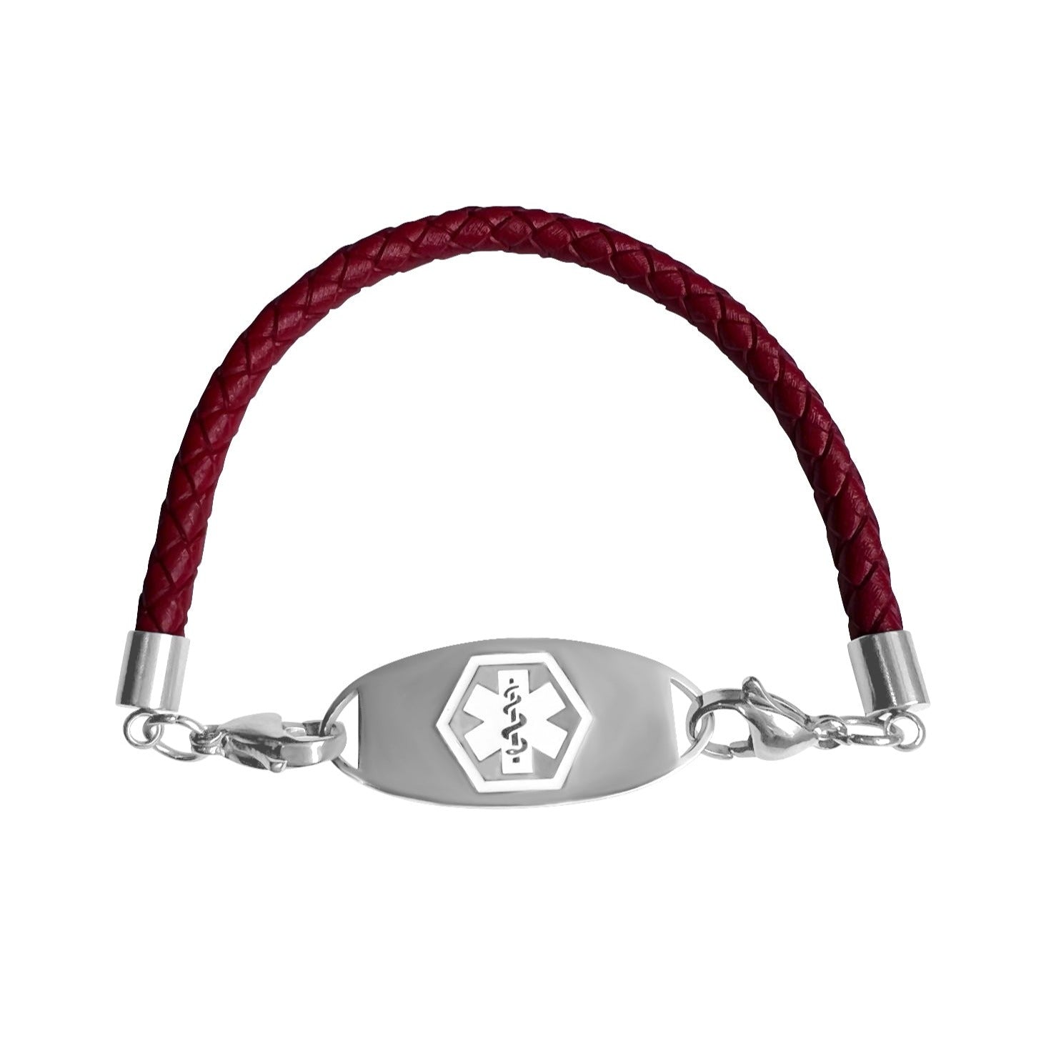 Red Leather Medical Alert ID Bracelet-Medical ID Bracelet-Auswara