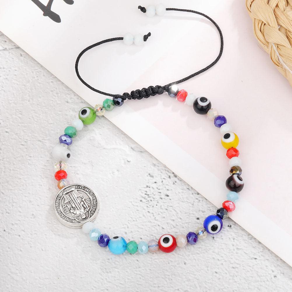 Saint Benedict Adjustable Bracelet with Evil Eye Protection-Cross Bracelet-Auswara