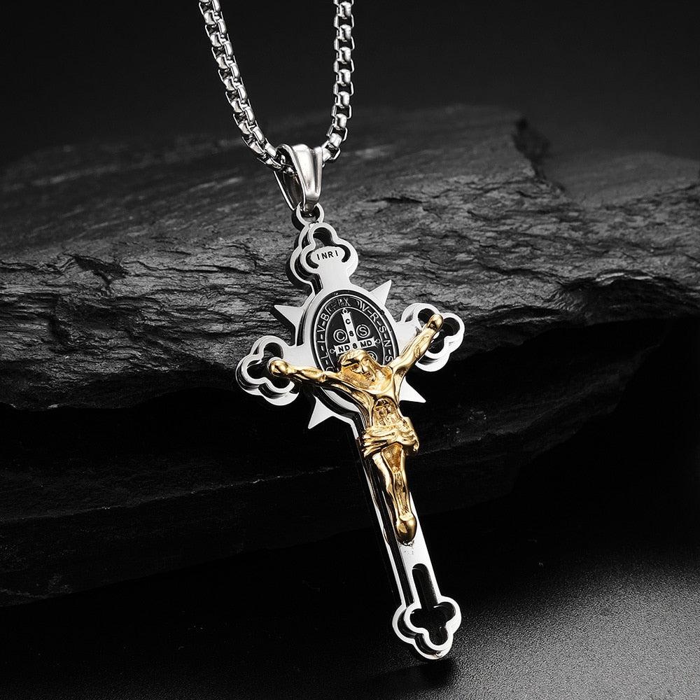 Saint Benedict Crucifix Cross Necklace-Cross Necklace-Auswara